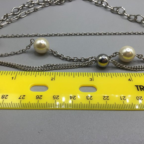 PD Premier Design Spaced Station Pearls and Chains Necklace 90s Vintage Jewelry - Picture 7 of 8